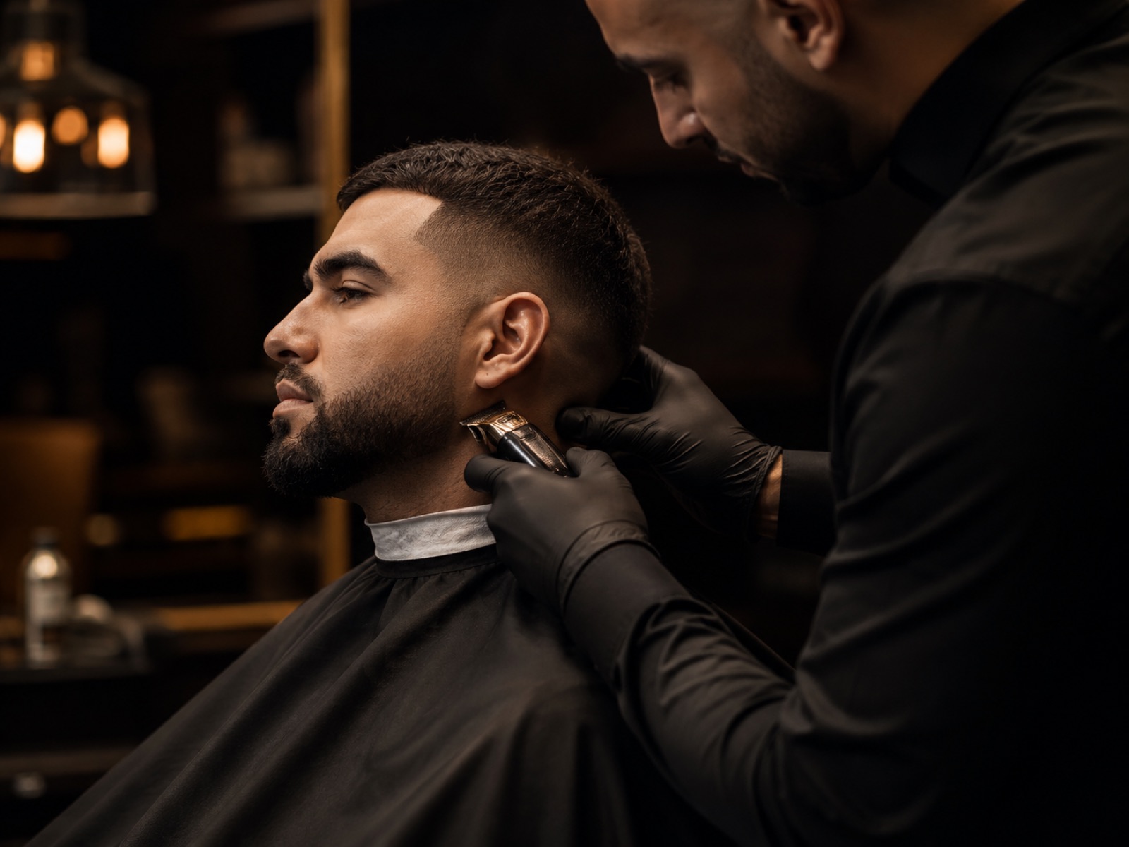 Taille de barbe réalisée au salon