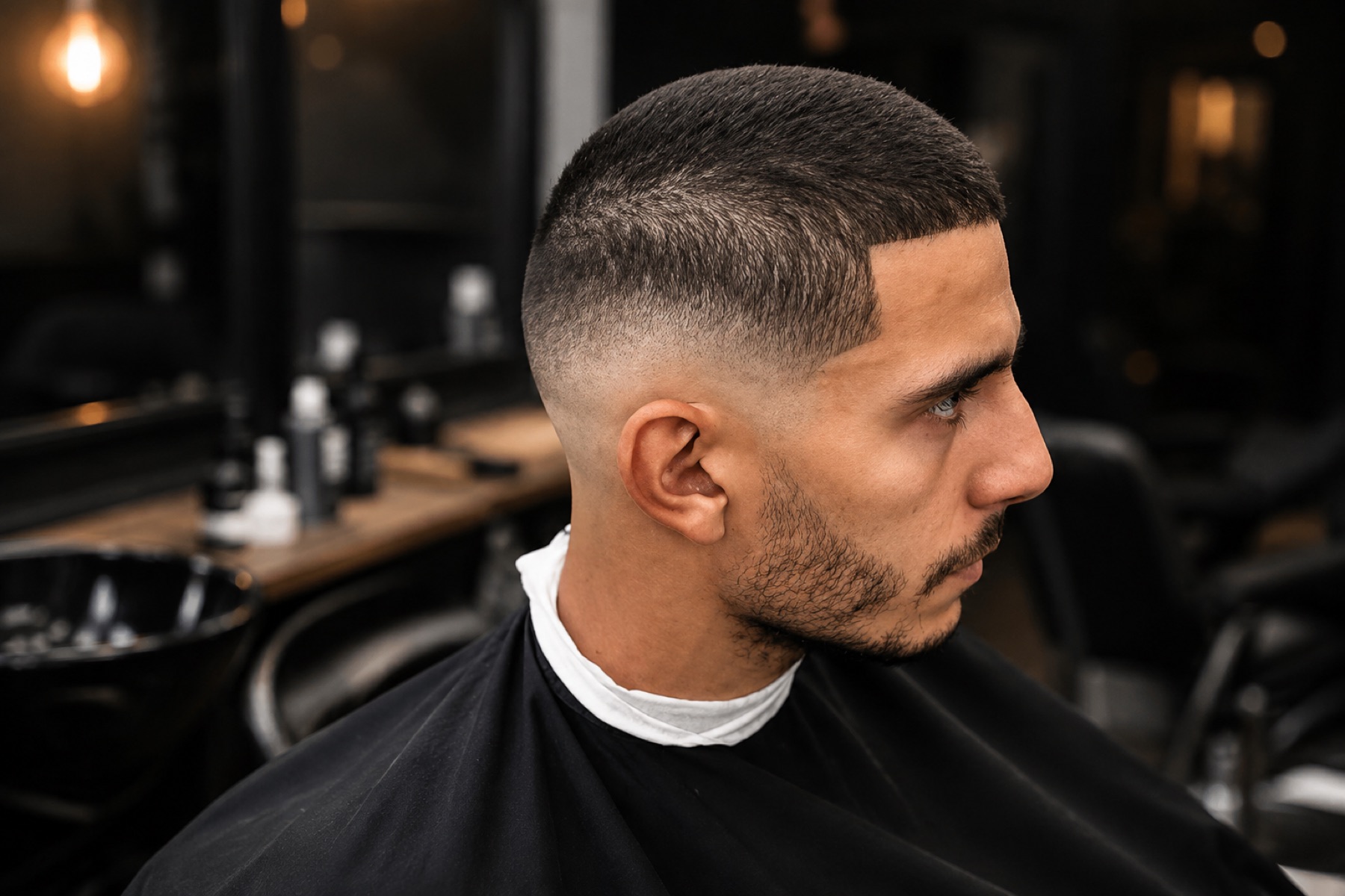 Fade net réalisé dans un salon barbershop